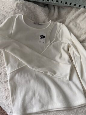 Buckle Cream Ribbed Long Sleeve Crew Top